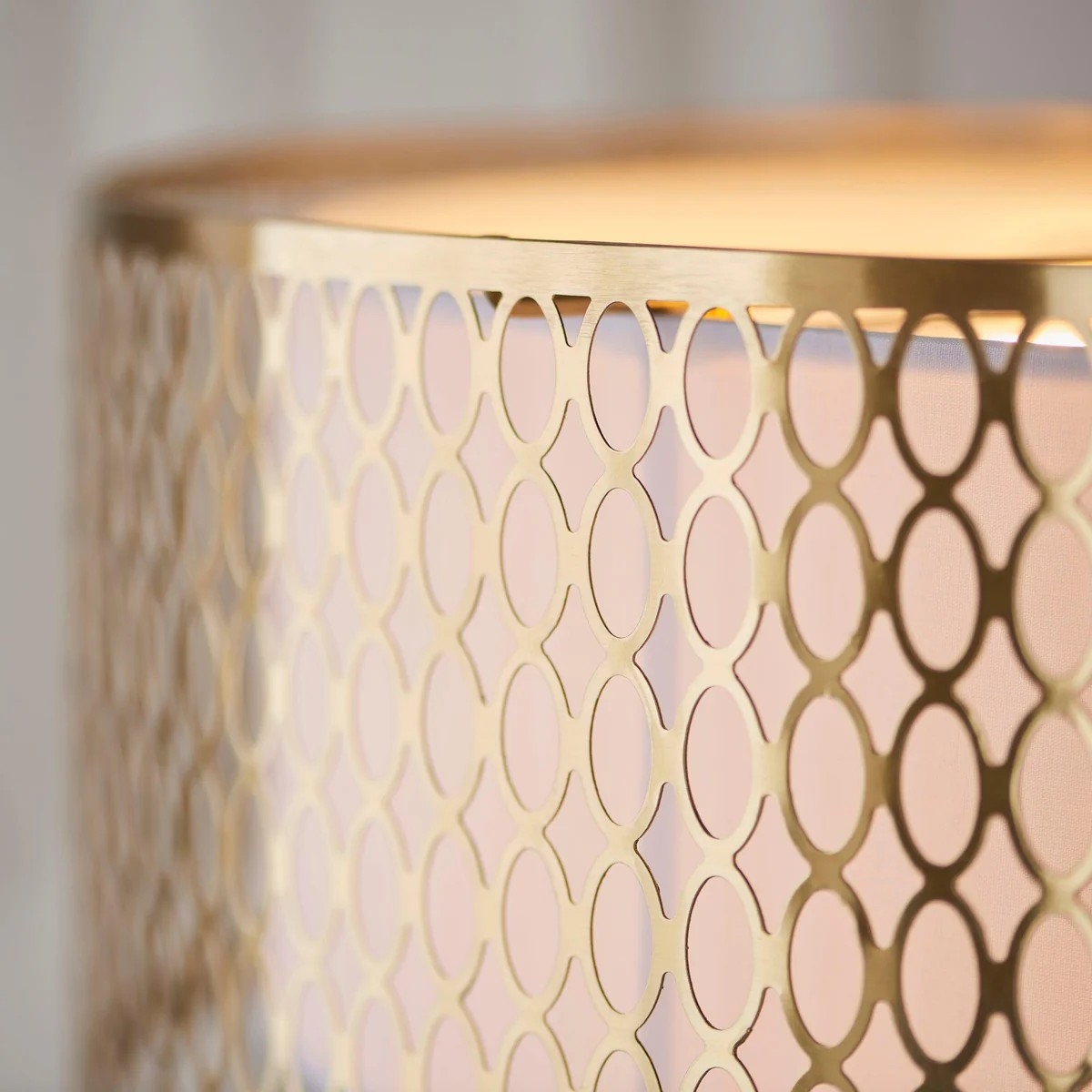 Liorin Geometric Pendant Lamp - Modern Fretwork Metal and Fabric Shade Pendant for Interiors T906