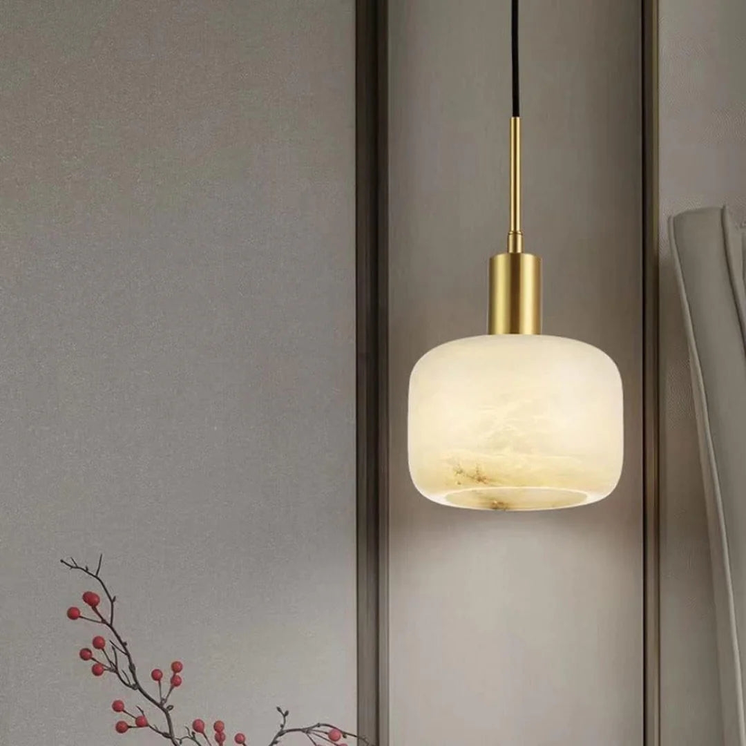 Velia Acorn Alabaster Minimalist Pendant Light T2168