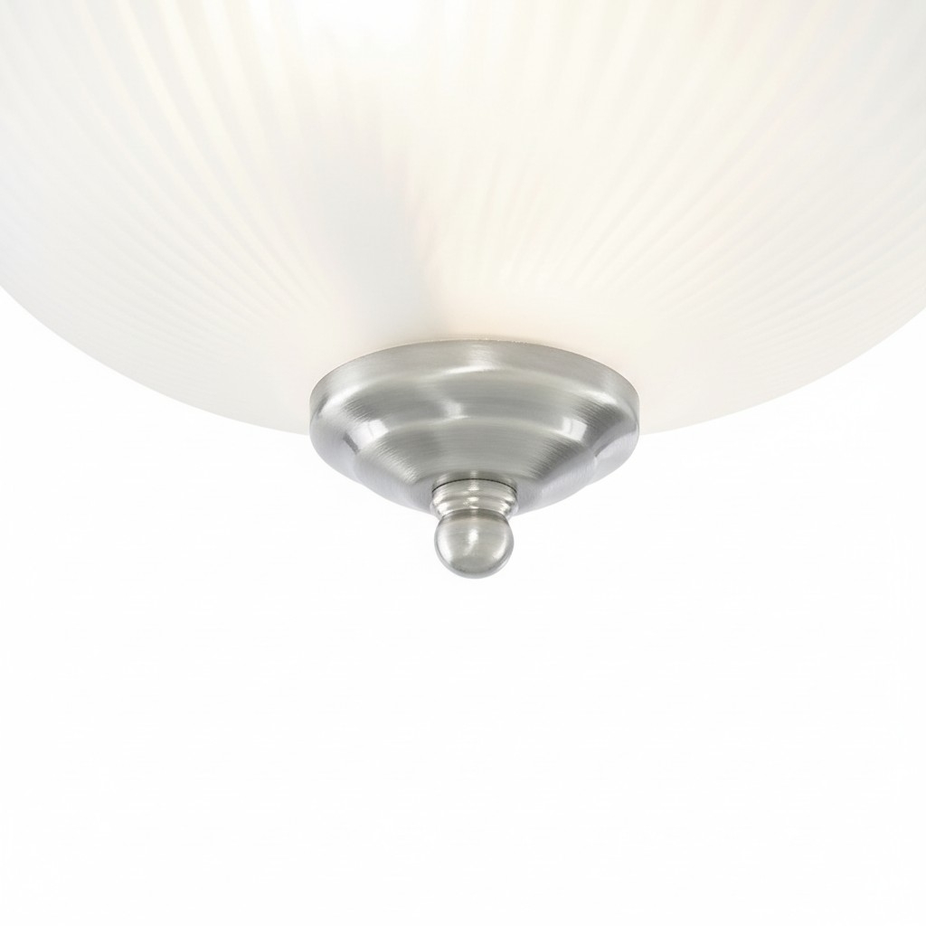 TF Vintora Modern Flush Ceiling Light - Ribbed Glass and Metal Trim for Kitchens or Hallways T1044