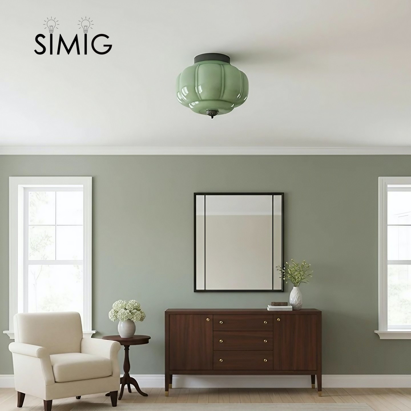 Eloise Ceiling Light - Elegant Retro Brass Ceiling Light for Living Room G55