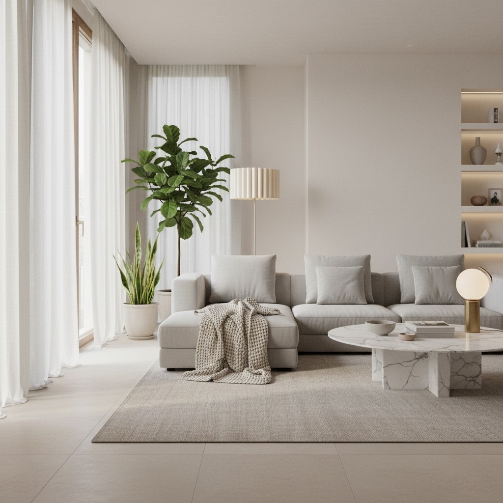 Velura Stand Floor Lamp - Beige Linen Shade and Metal Stand T1070