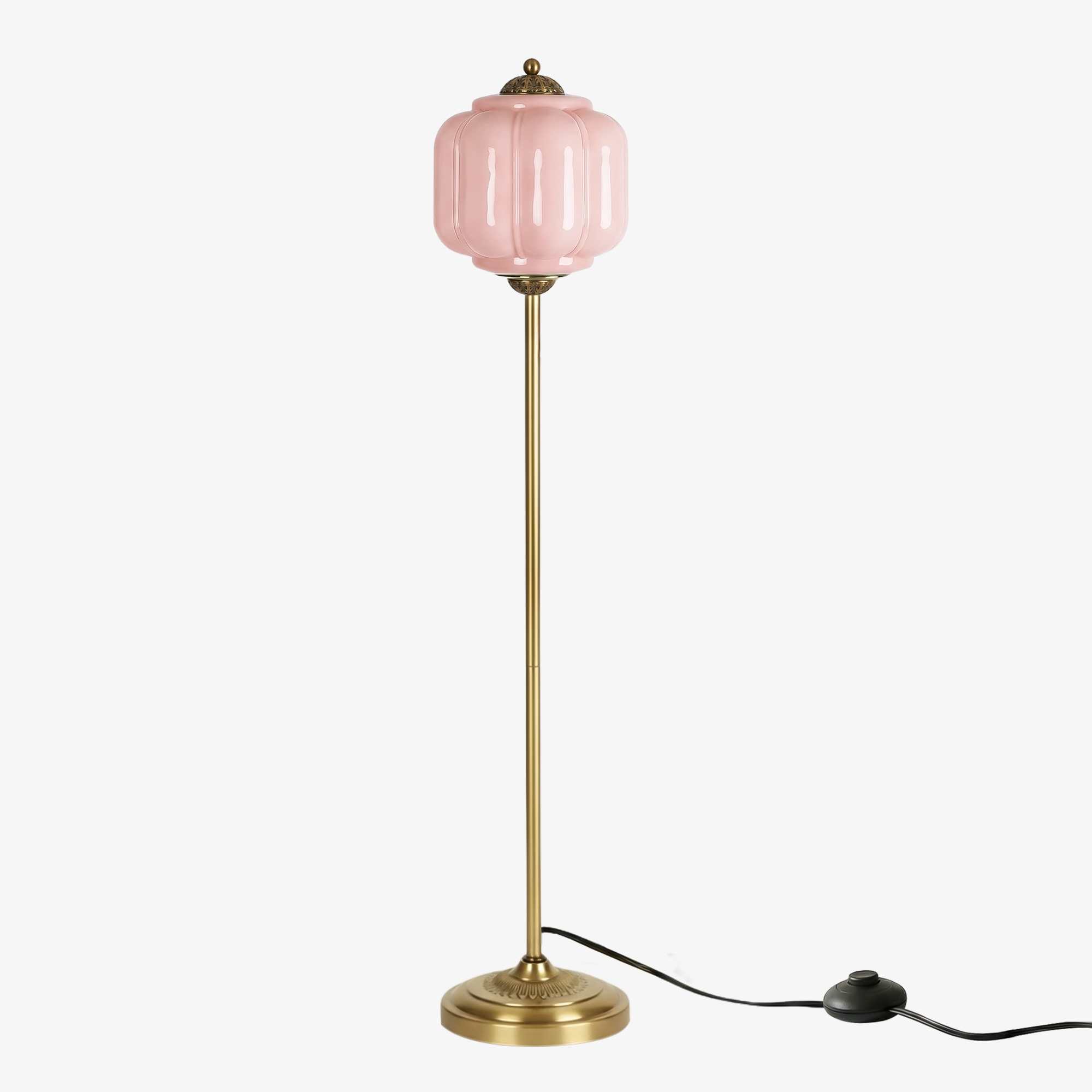 Eloise Pumpkin Glass Floor Lamp - Retro Lighting for Living Room T1169