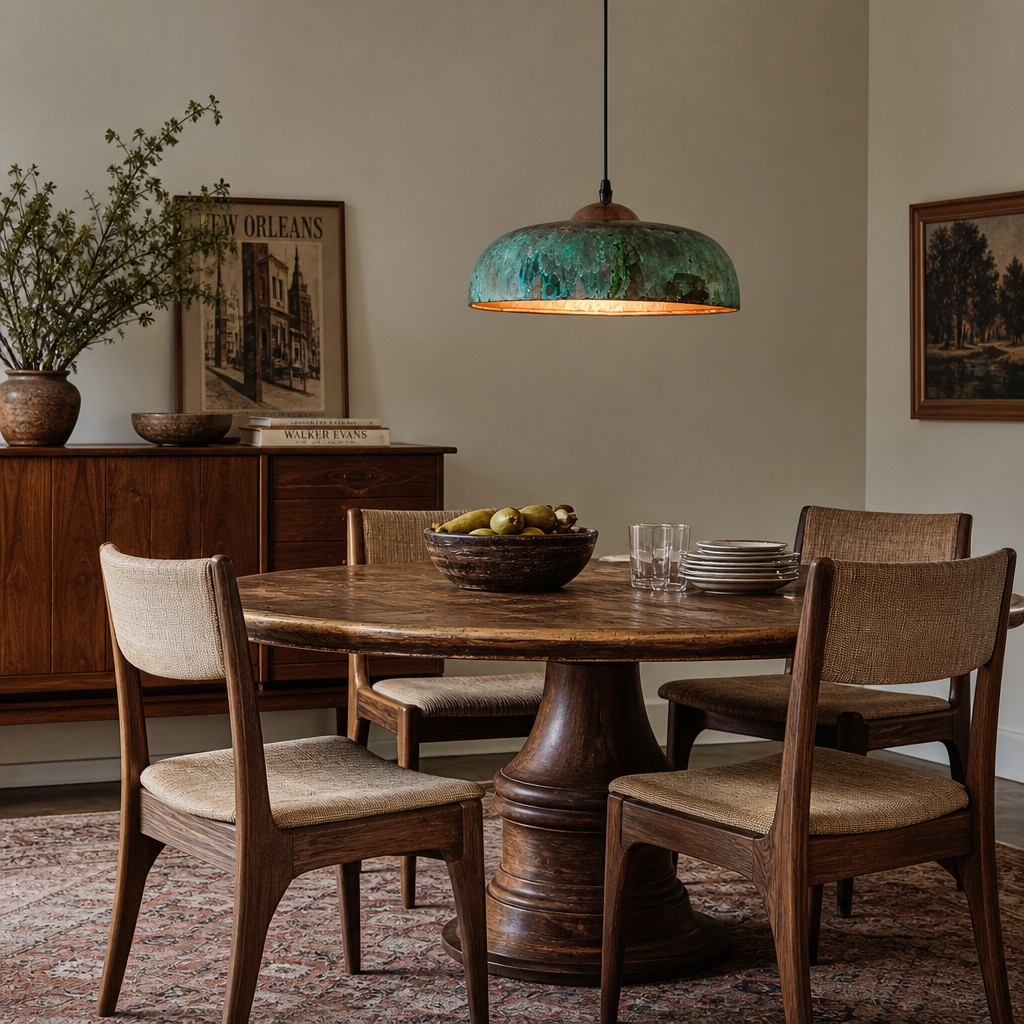 Aerugix Vintage Hammered Copper Dome Pendant Light - Natural Metallic Finish for Dining Room T2250