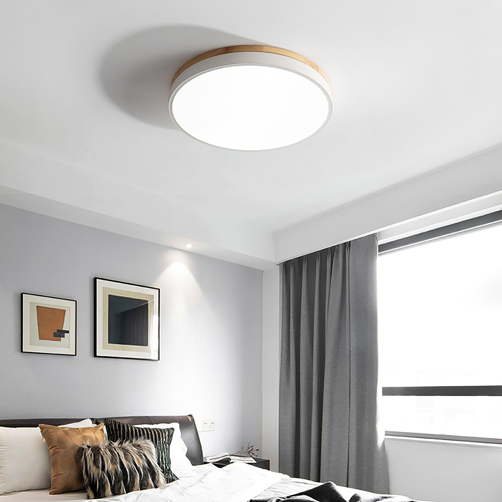 White Round Wooden Ceiling Lamp M197