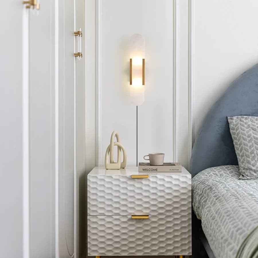 Alabaster Elongated Plug In Wall Lamp M135