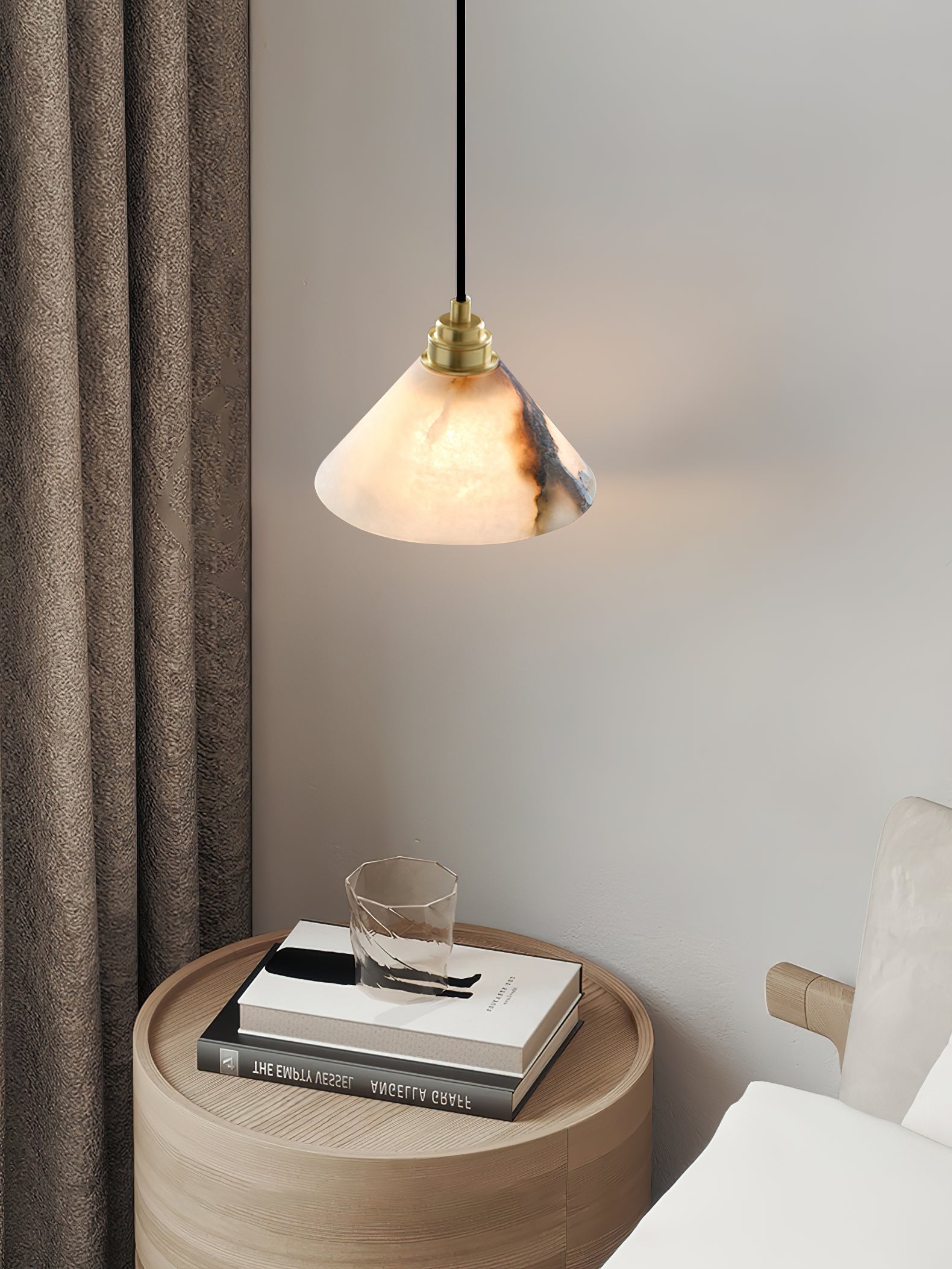 Conical Brass Alabaster Pendant Lamp T1649