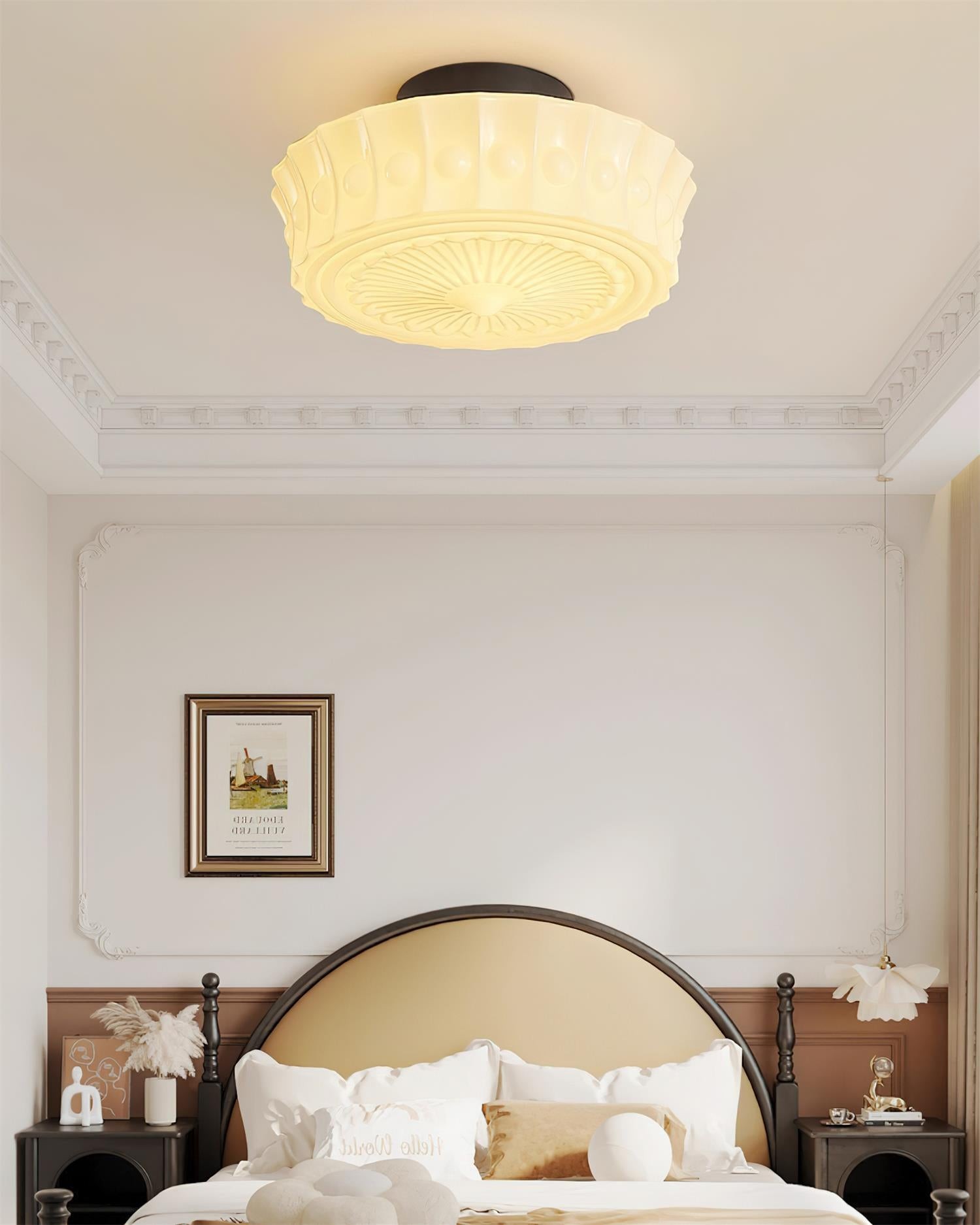Rigidus French Vintage Glass Cream Style Ceiling Light M52