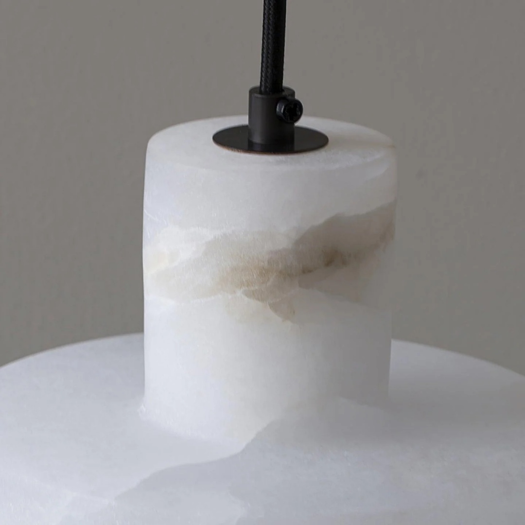 Cylorion Alabaster Pendant Lamp - Modern Minimalist Hanging Light for Dining Room T1158