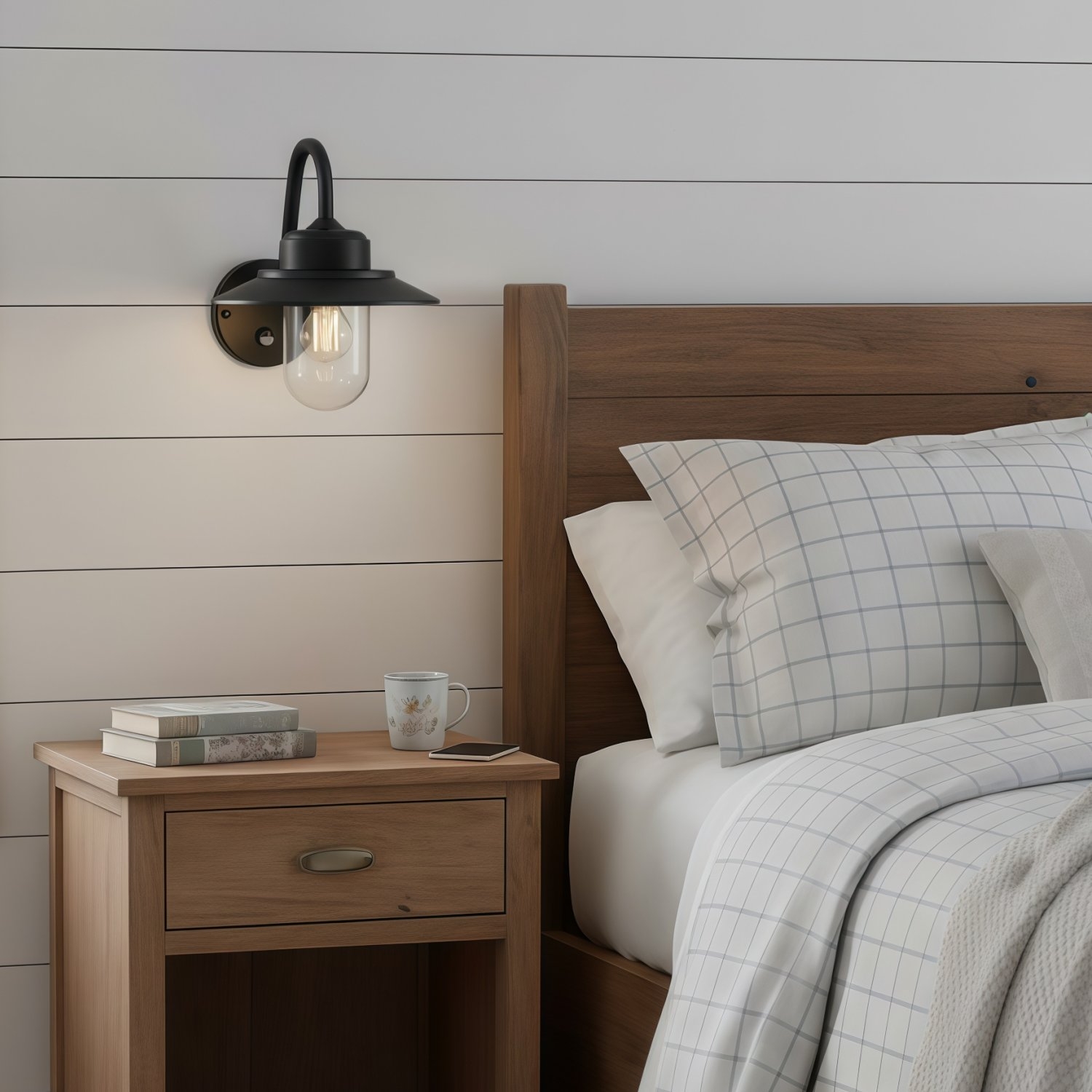 Trevanta Arched Arm Design Wall Light - Black Painted Sensor Lantern Style for Small Spaces T900