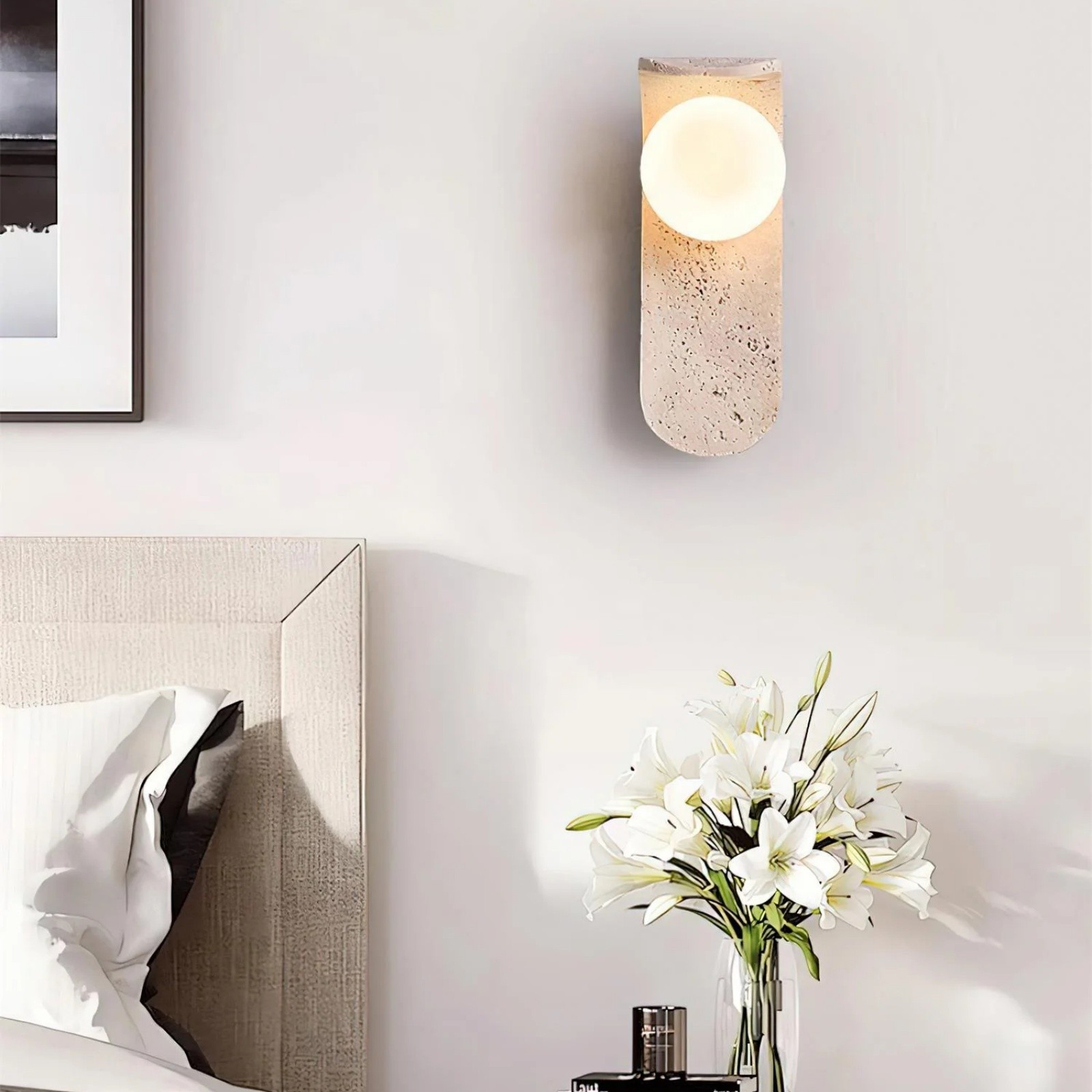 Travertine Wall Lamp - Skateboard-Inspired Modern Bedroom Light S326