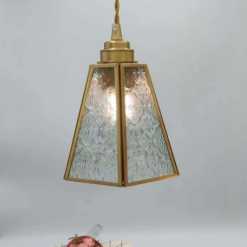 Japanese Vintage Begonia Glass Pendant Light