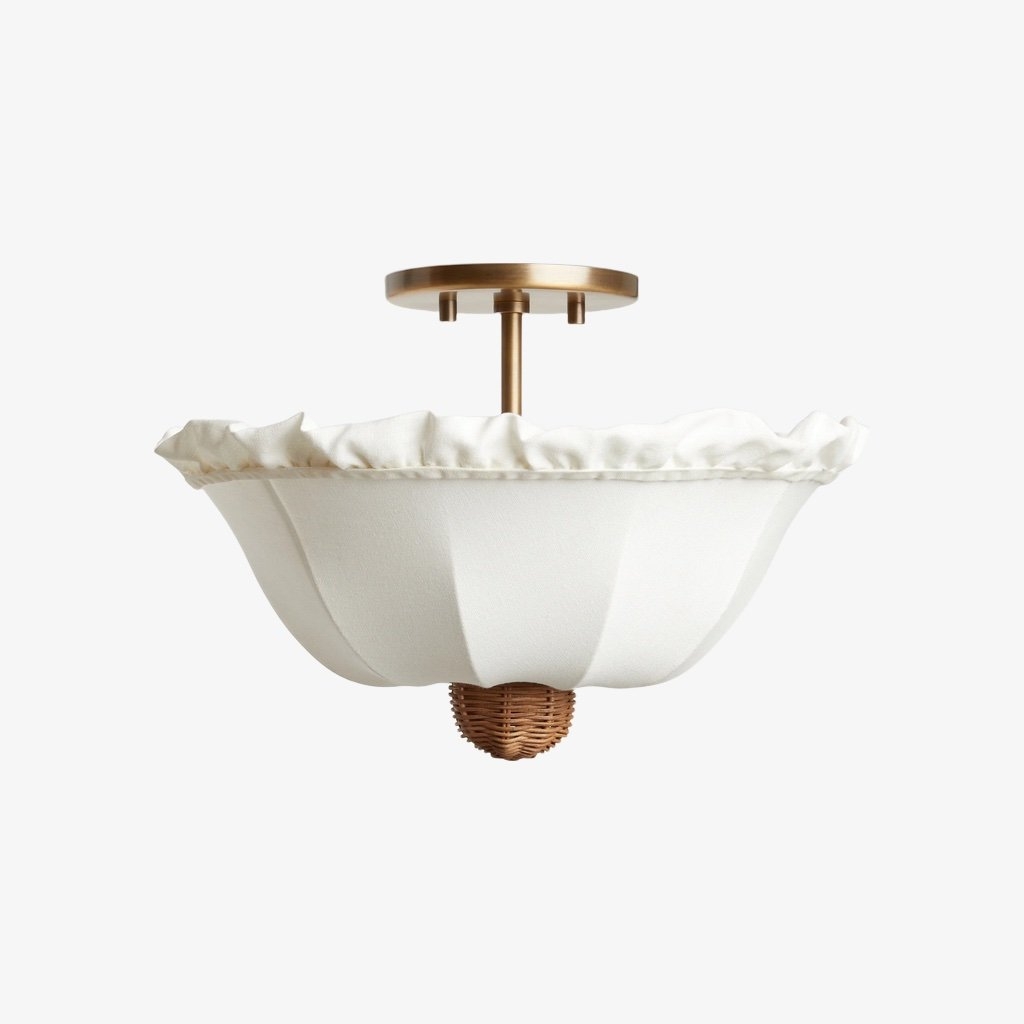 Wickara Fabric Woven Shade - Bohemian Flush Mount Ceiling Light T473