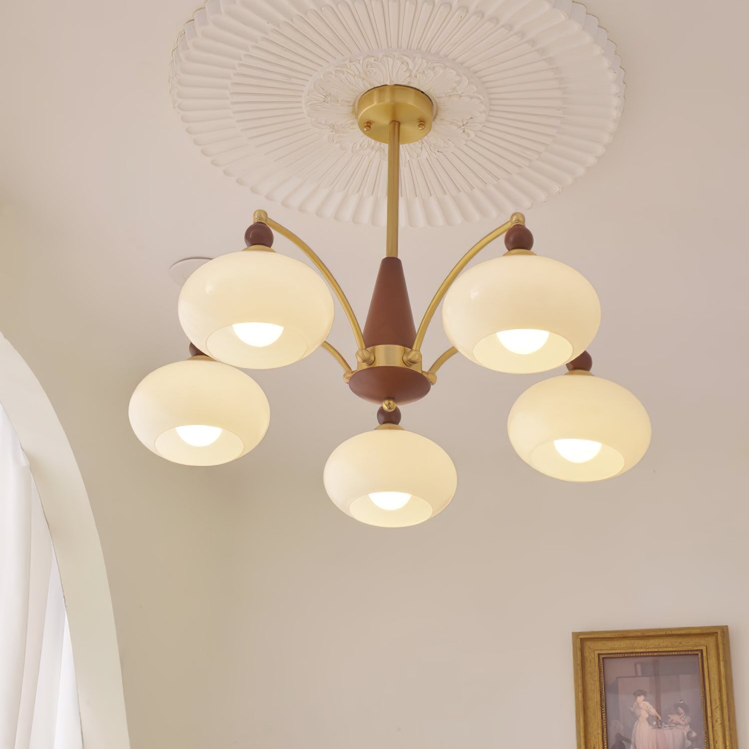 Vintage Multihead Persimmon Chandelier M325