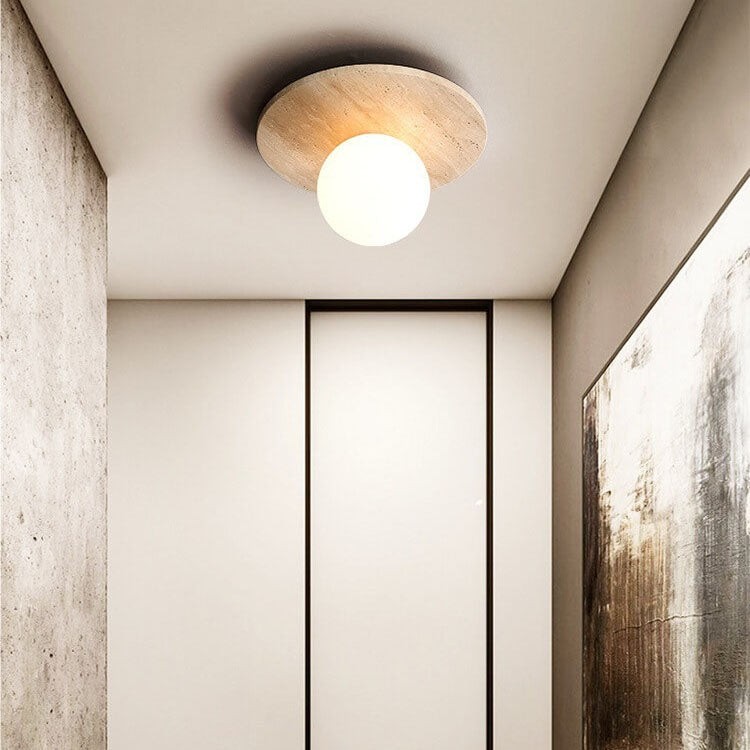 Natural Stone Travertine Ceiling Light - Minimalist Cylindrical Lamp G31