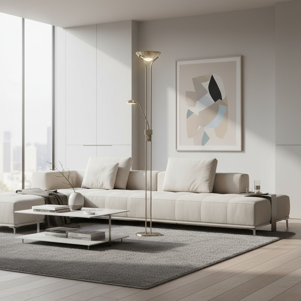 Linexis Art Deco Metal & Opal Glass Floor Lamp - Dual-Light Design for Modern Interiors T942