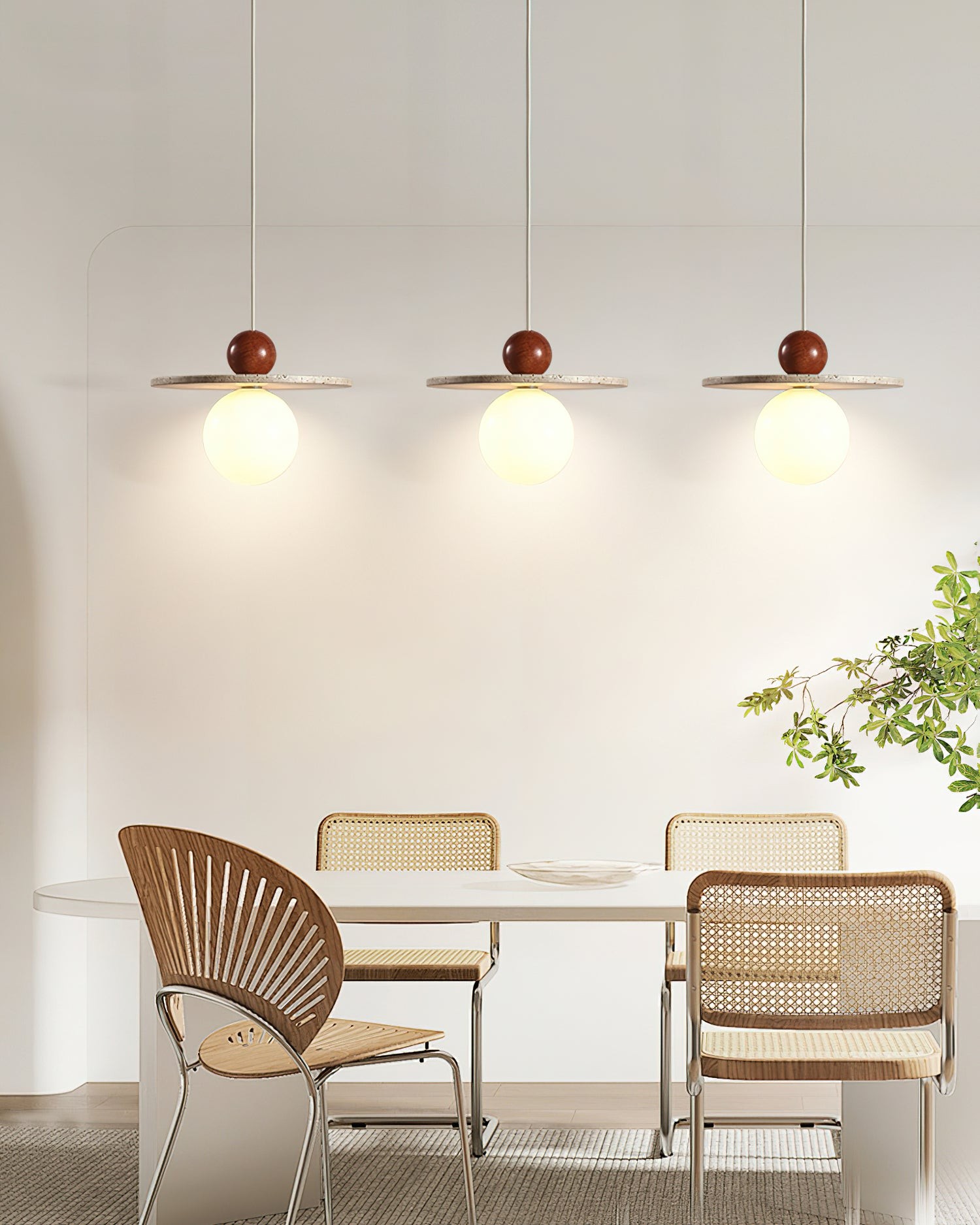 Retro Decor Cave Stone Disc Pendant Light G47