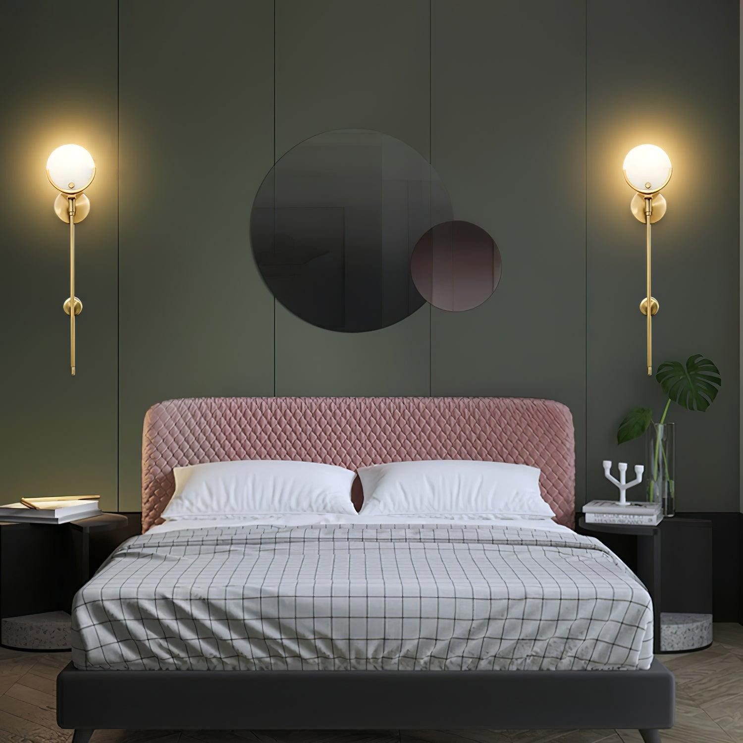 Metal Brass Spherical Bedroom Wall Lamp M573