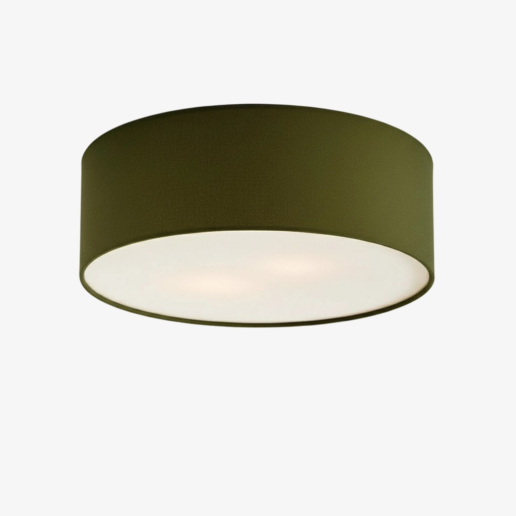 Dumora Linen Drum Ceiling Light – Modern Flush Mount Design T001