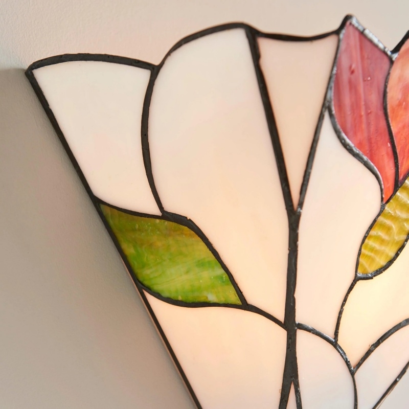TF Botanica Stained Glass Floral Design Wall Light - Sconce For Hallway And Bedroom T828