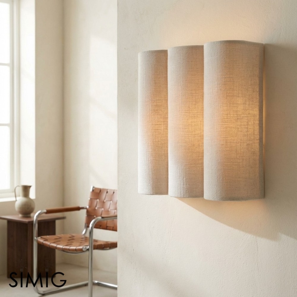Linbron Soft Linen Wall Sconce - Minimalist Fabric Wall Light for Bedroom T478