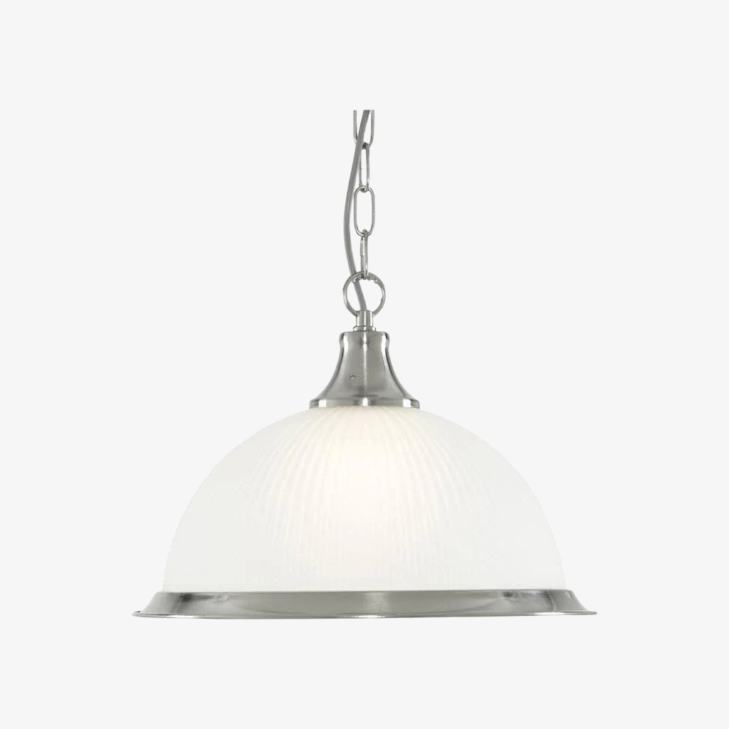 TF Vintora Ribbed Glass Pendant Light - Elegant Metal Trim for Kitchens, Dining Areas and Hallways T1022