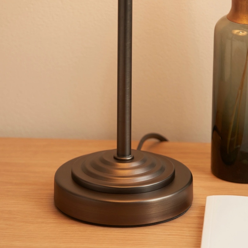 Bronzuno Textured Fabric Desk Lamp - Modern Metal Base Lighting for Offices or Lounges T927