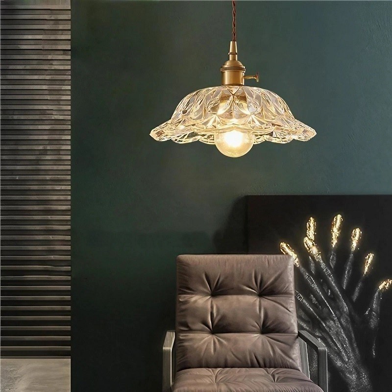 Nordic Vintage Flower Glass Pendant Light S67
