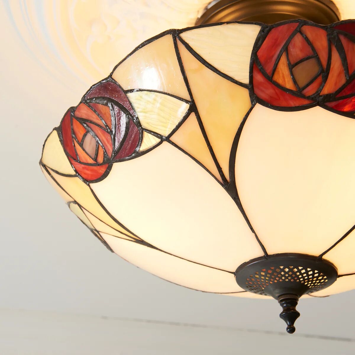 TF Ingram Handcrafted Stained Glass Ceiling Lamp - Vintage Art Deco Tiffany Light for Dining Room T1020