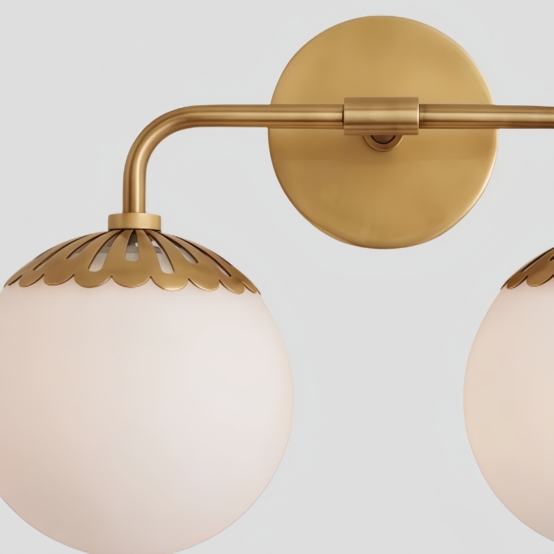 Vinbrea Glass Globe Wall Lamp - Minimal Curved Arm Light for Living Room T1209