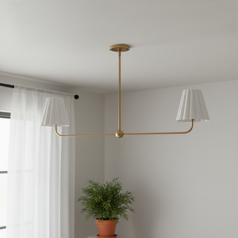Ruffmeto Ruffled Shade Metal Frame Chandelier for Dining, Entry and Living Room T690