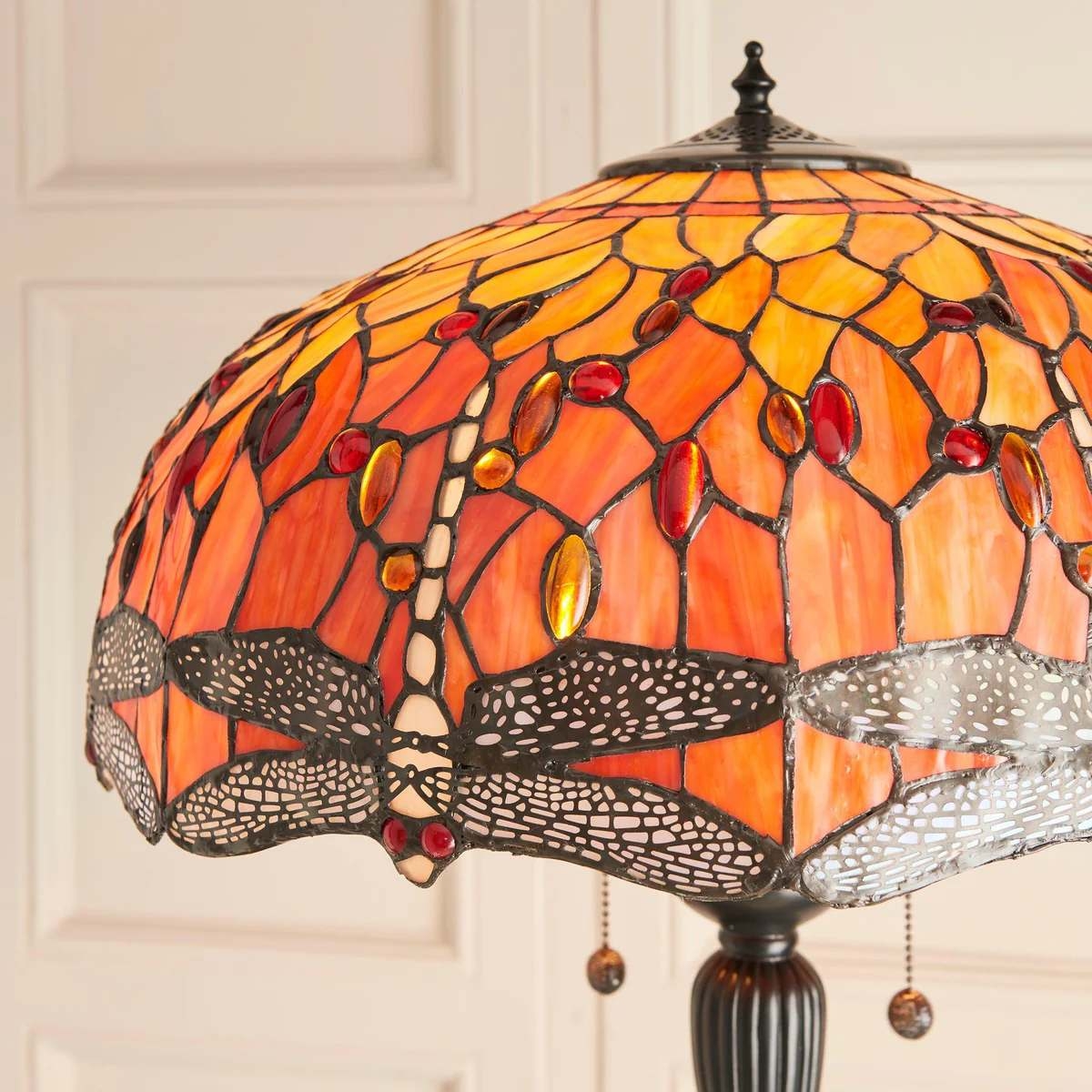 TF Dragonfly Motif Floor Lamp - Vintage Stained-Glass for Living Rooms T935