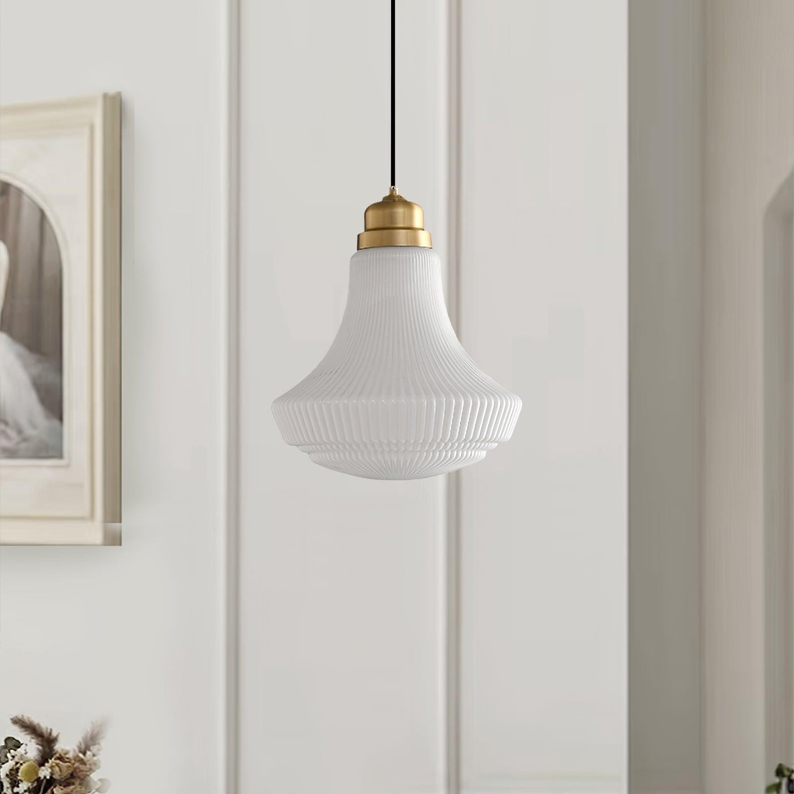 Classical Brass Alabaster Glass Pendant Lamp M318