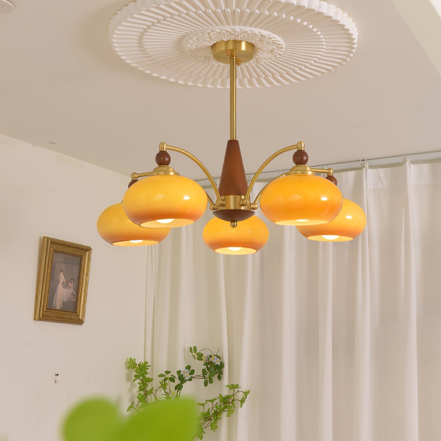 Vintage Multihead Persimmon Chandelier M325