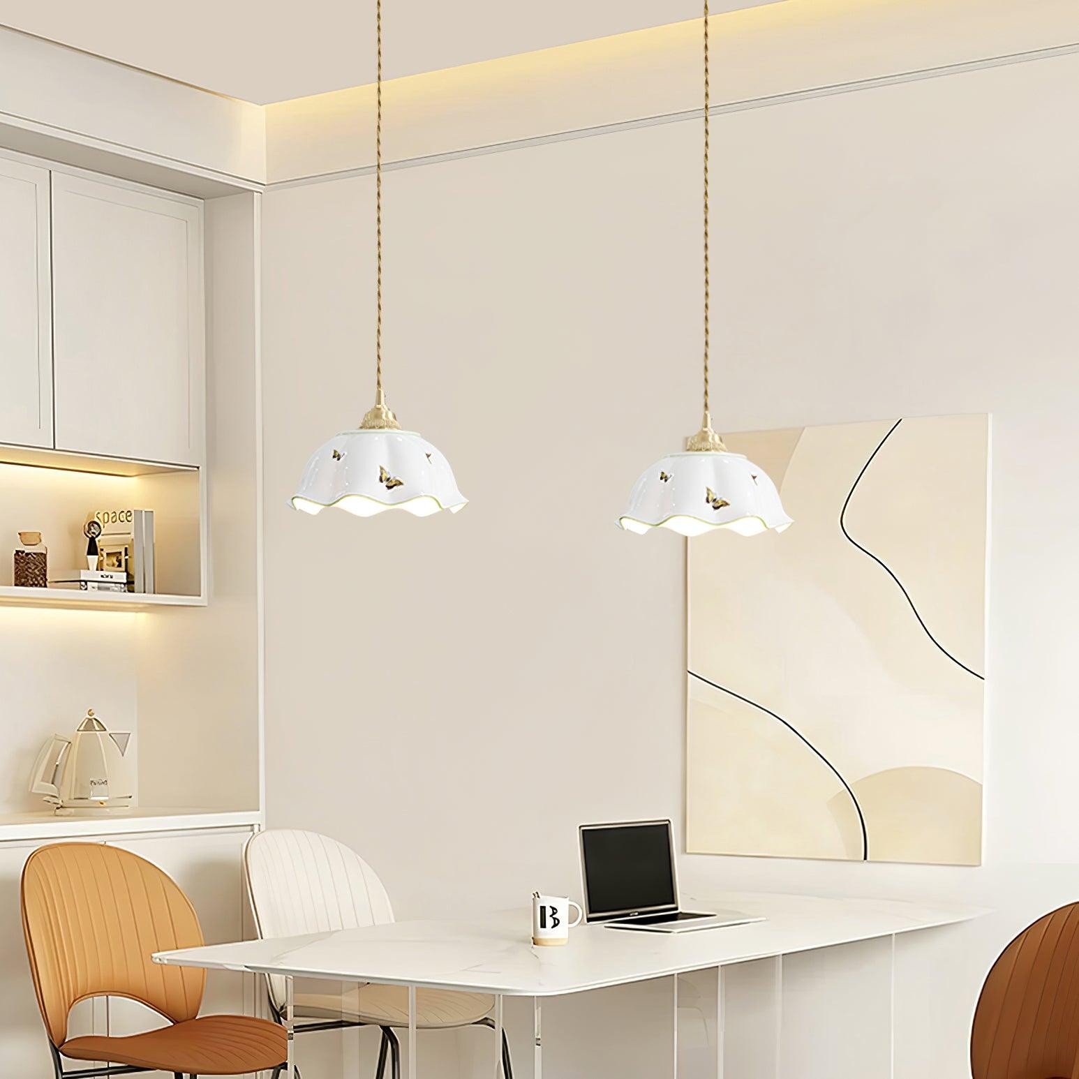 Retro Cream Style Ceramic Pendant Lamp G44
