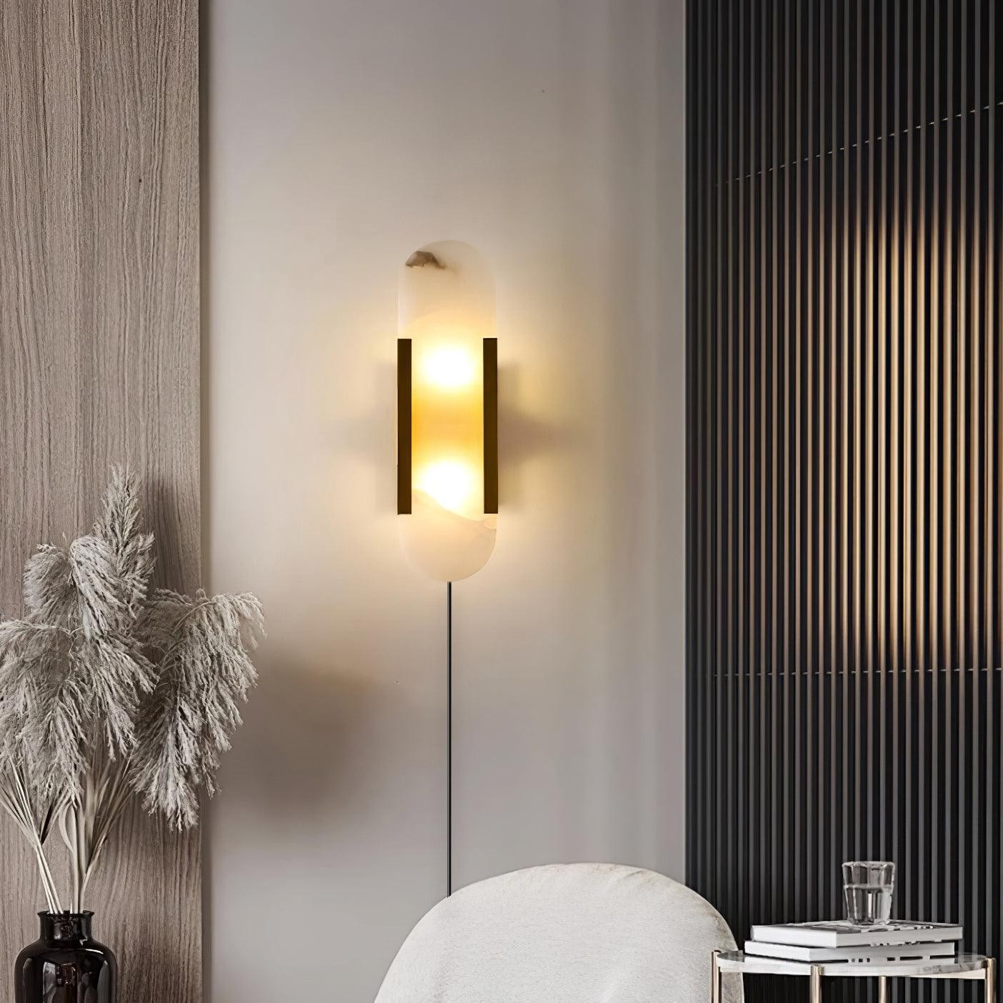 Alabaster Elongated Plug In Wall Lamp M135