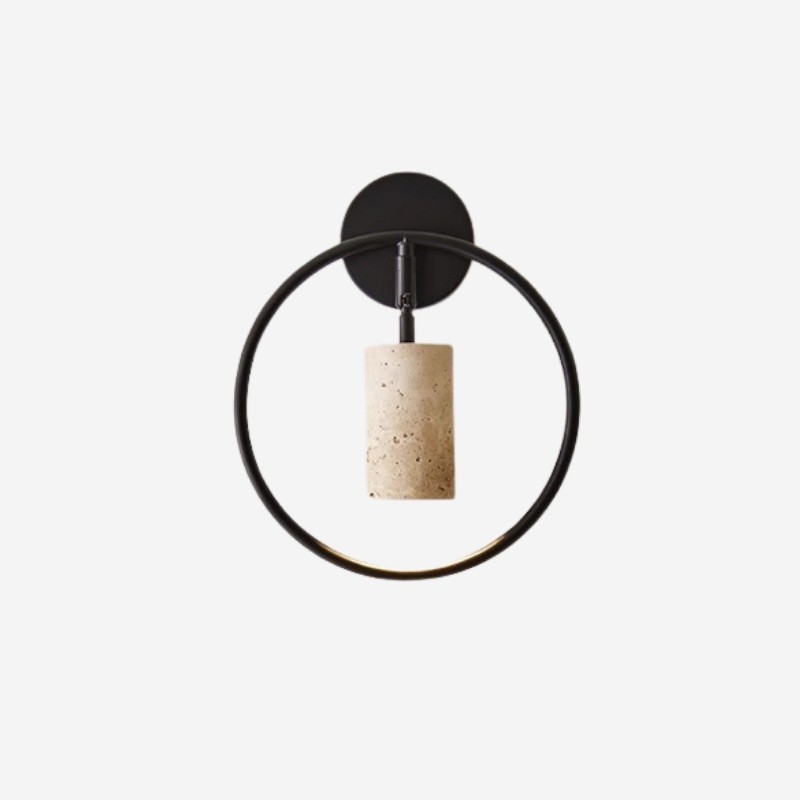 LED Ring Wall Lamp with Travertine Rotating Spotlight S333