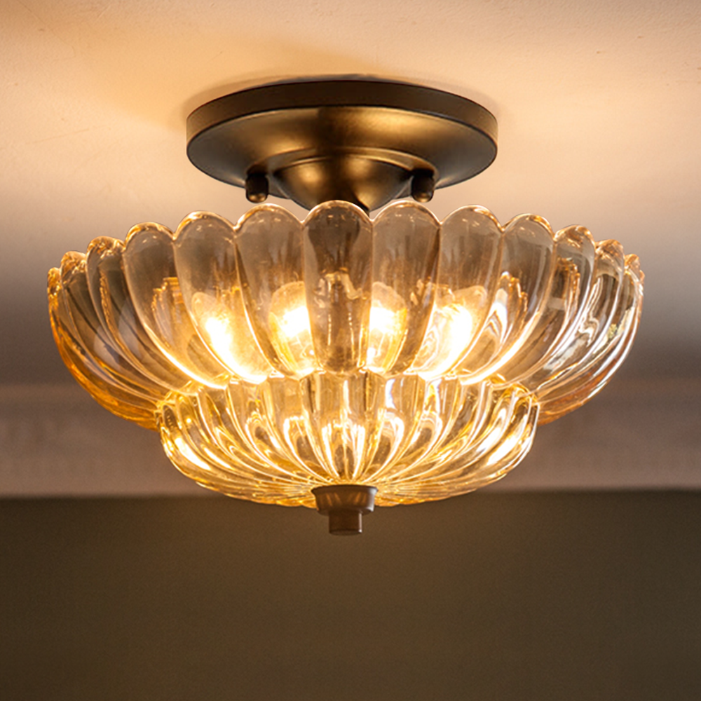 Semi Flush Mount Ceiling Lights Umbrella Shape Glass Lamp G58