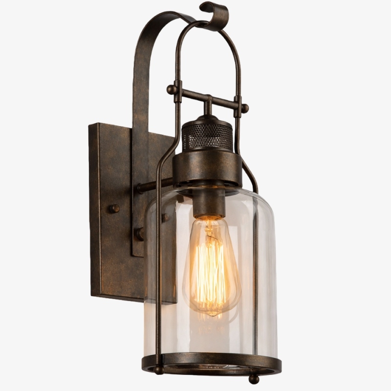 Ivoran Industrial Cylinder Wall Sconce - Glass Shade Design, Modern Wall Lighting U12