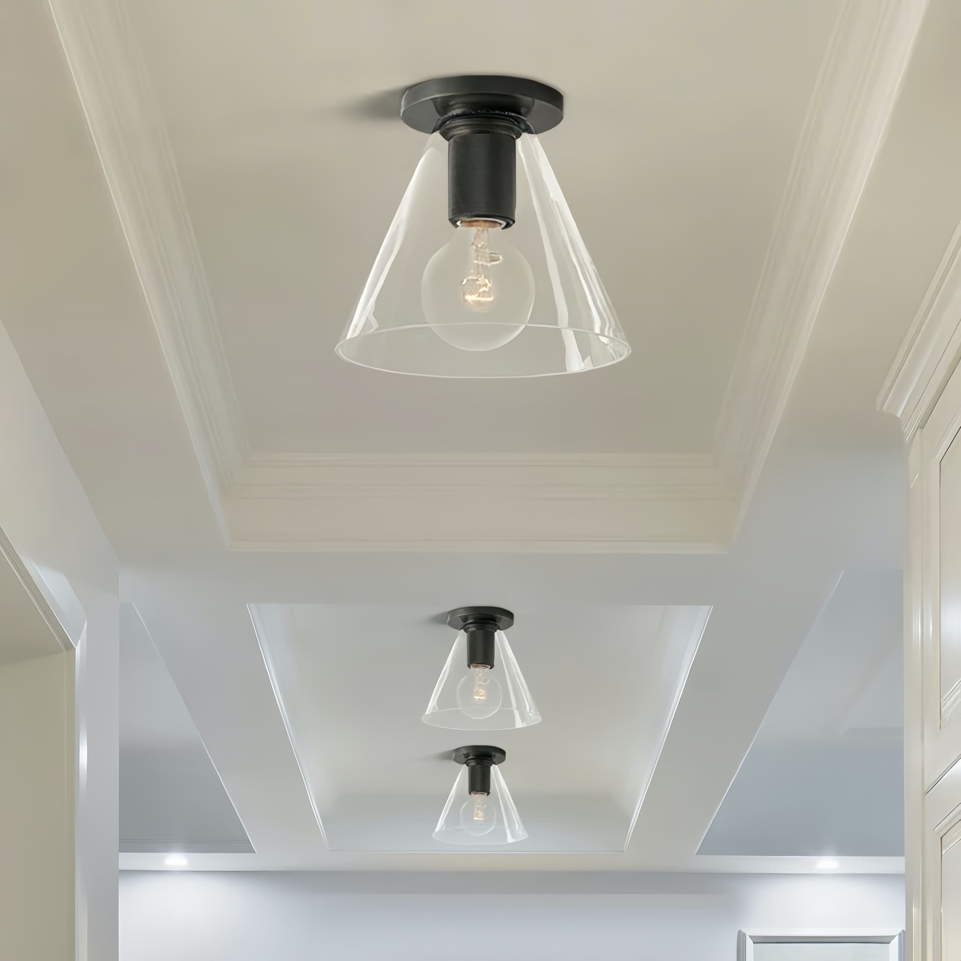 Versatile Flush Mount Light – Modern Glass & Open Bulb Design S232