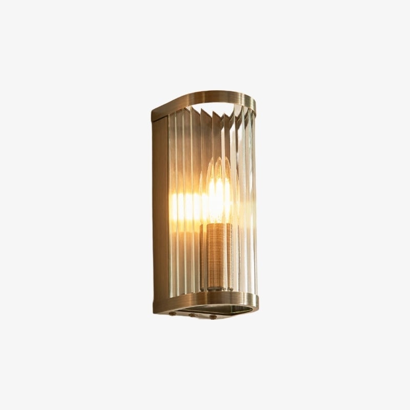 RibGlow Art Deco Ribbed Glass Wall Light - Vintage-Inspired Sconce for Living Room T841