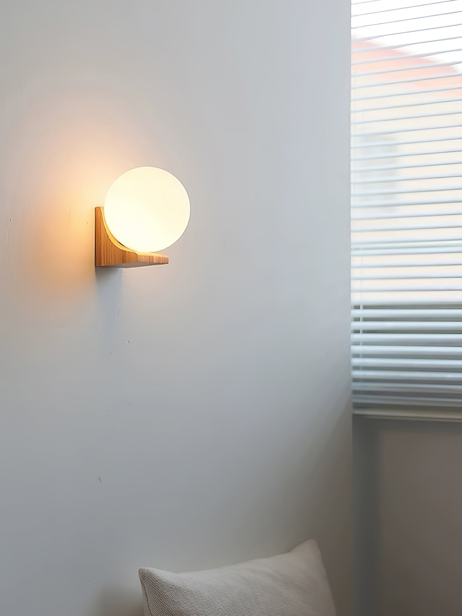 Minimalist Wooden Geometric Bracket Glass Globe Wall Lamp M371
