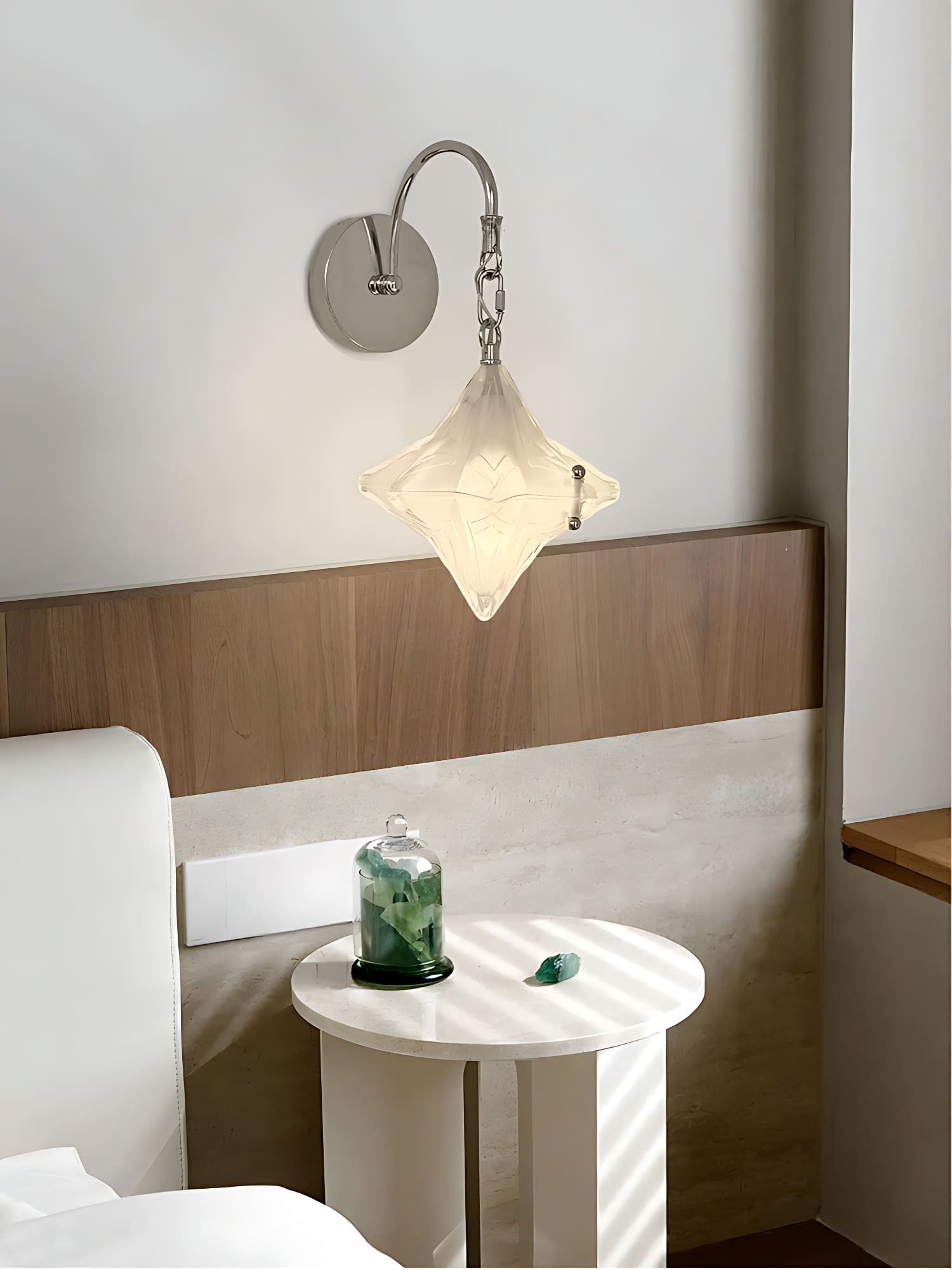 Art Deco Star Wall Sconce - Frosted Glass Light for Hallway - Astris Selene T439