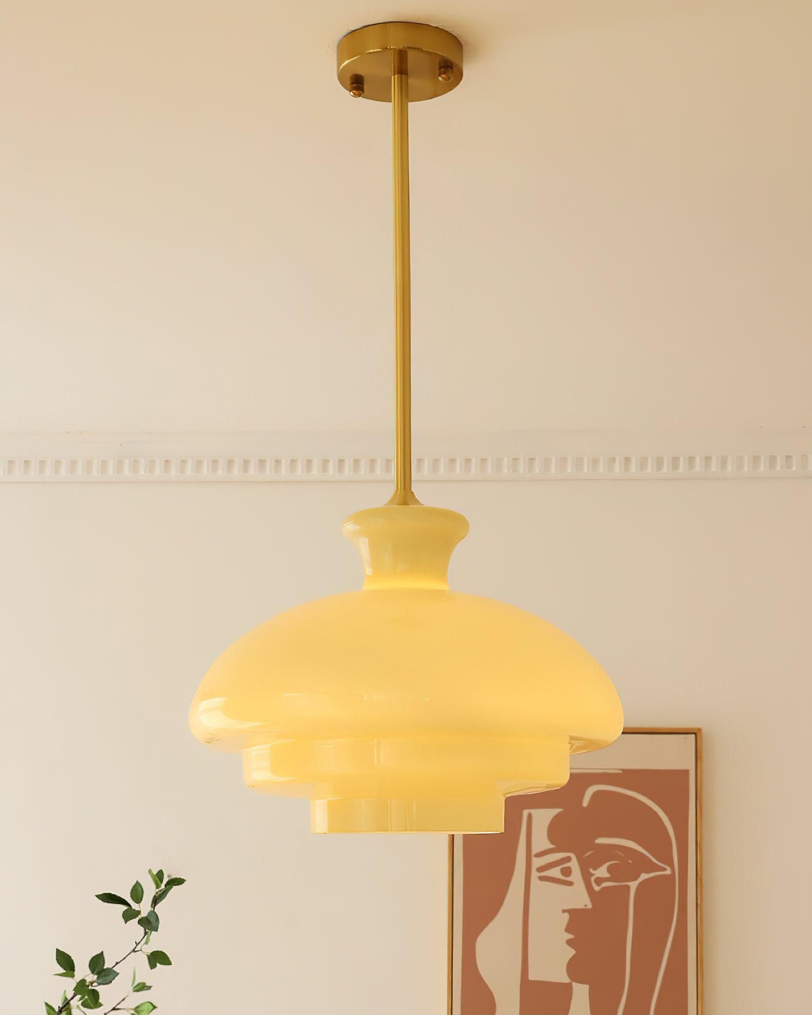 Round Yellow Stylish Simple Glass Pendant Lamp M520