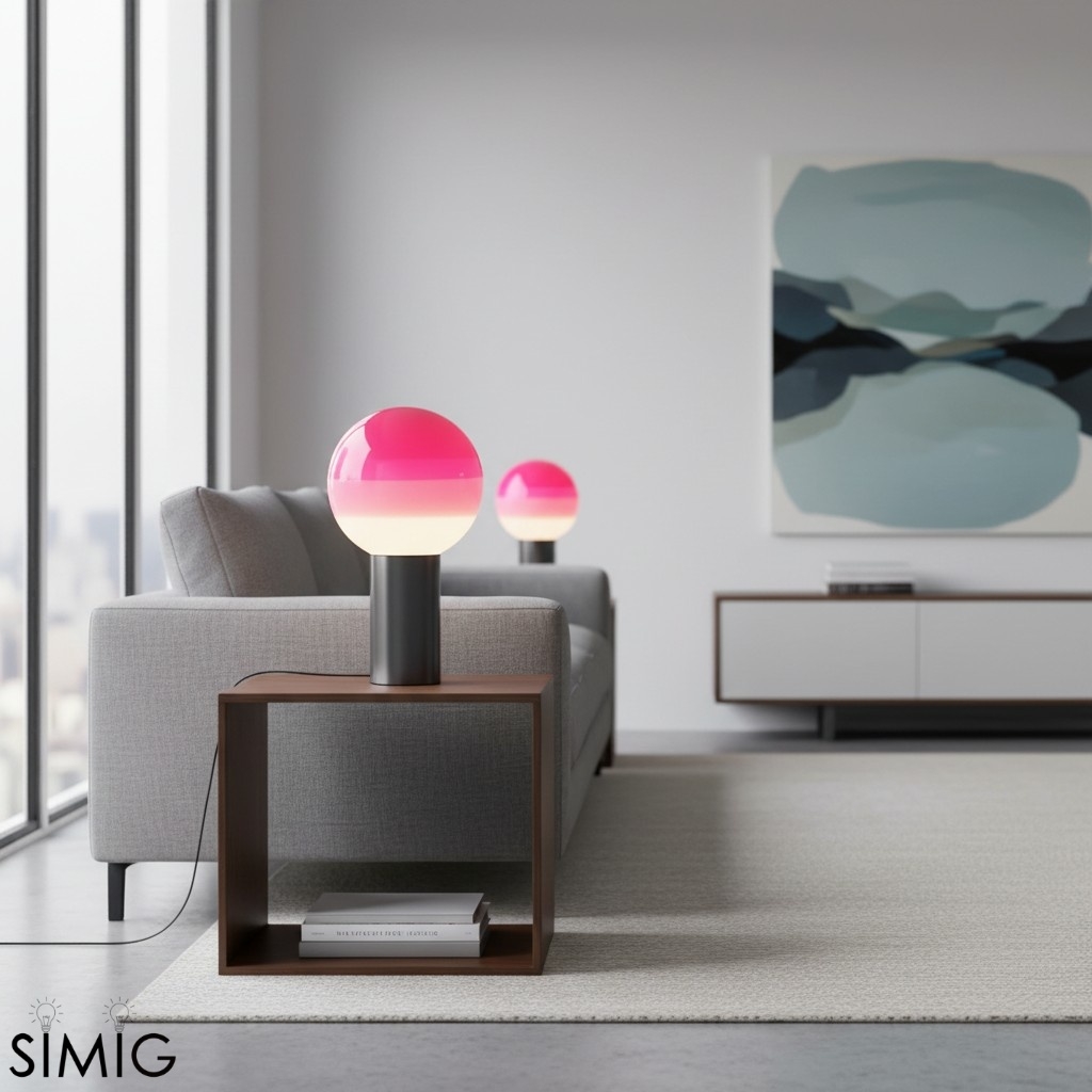 Tintelle Pink Glass Sphere Table Lamp - Contemporary Interior Style T532