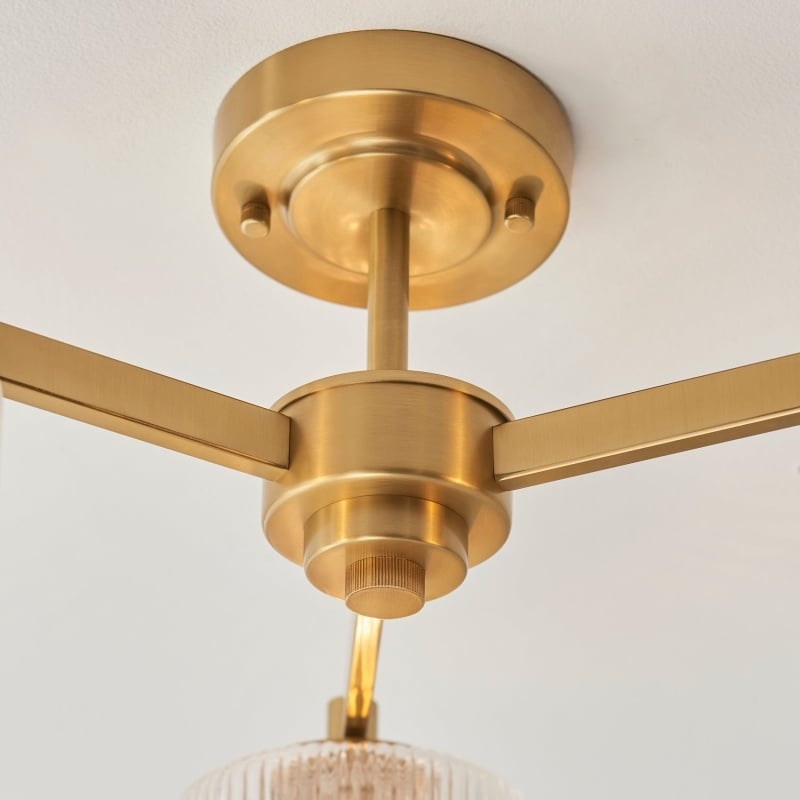 Canovus Ceiling Fixture with Ribbed Glass - Industrial Metal Living Room Light T1027