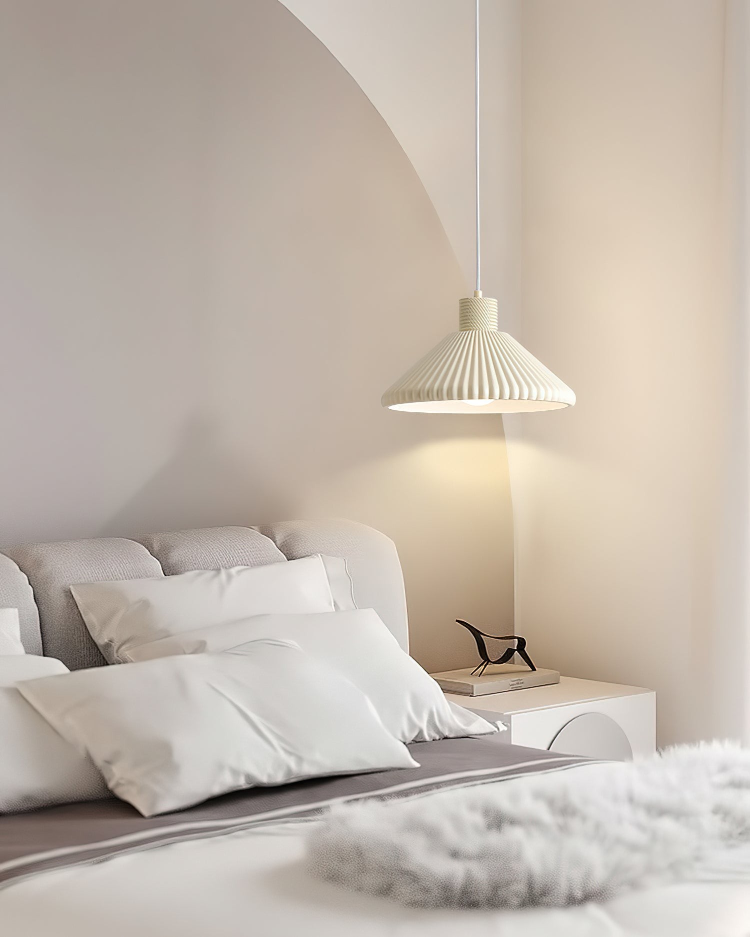 Cream Style Cone Striped Pendant Lamp M229
