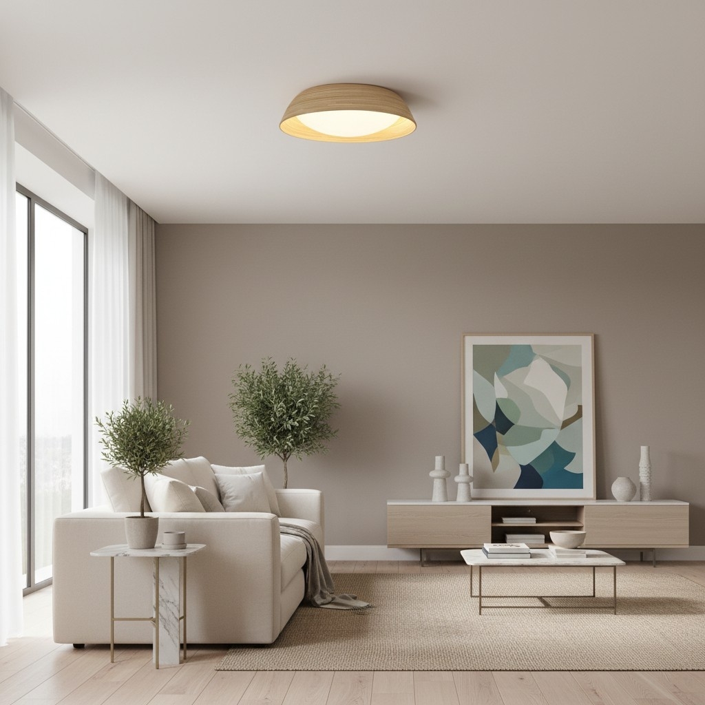 Bambori Japandi Style Bamboo Textured Ceiling Lamp - Natural Accent Light for Living Room T1111
