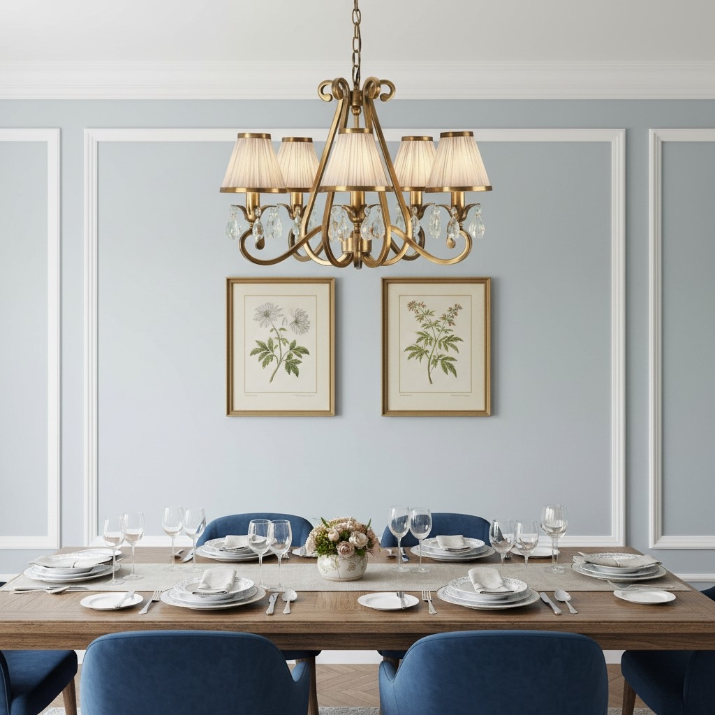 Talonis Multi-light Fabric Chandelier - Elegant Metal Curved Arms for Dining and Living T932