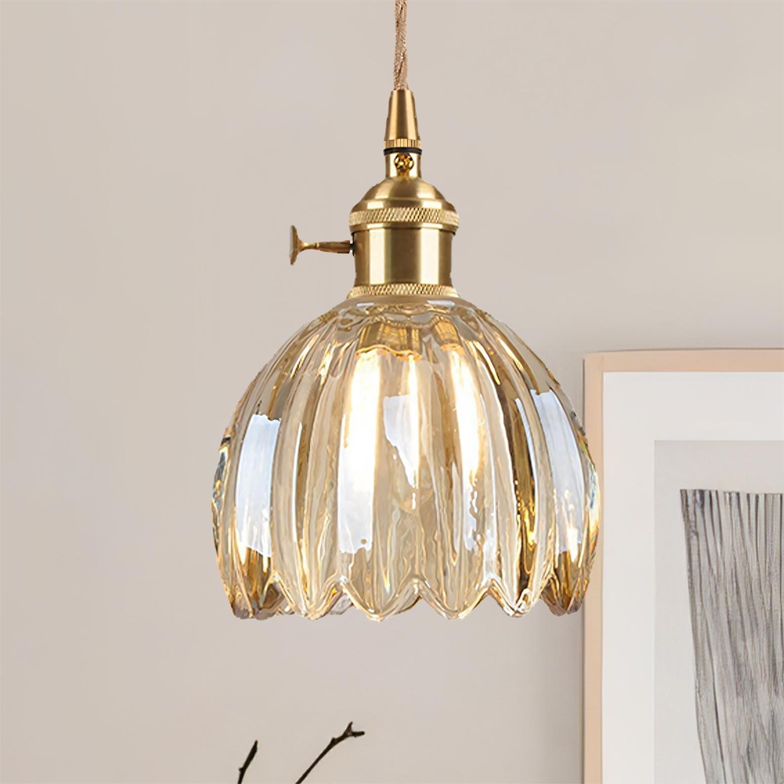 Japanese Retro Glass Flower Pendant Light S17