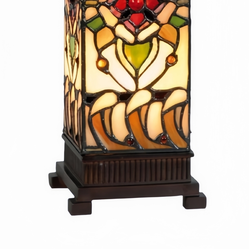 TF Angelique Art Nouveau Stained Glass Table Lamp - Handcrafted Floral Design for Living Room T905